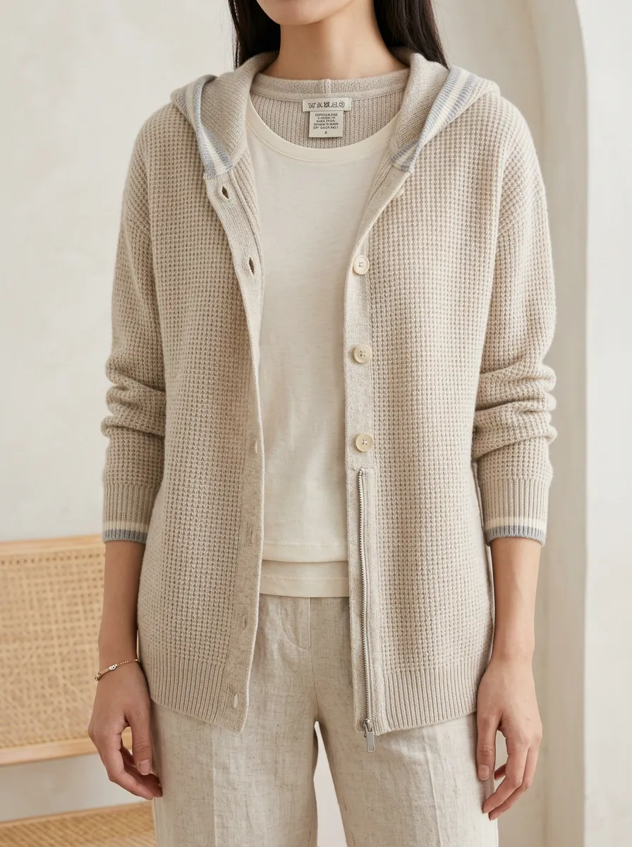 Refined Clean-Line Women's Hooded Knit Cardigan