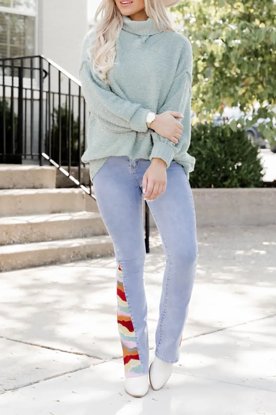 Versatile Embroidered Flare Jeans