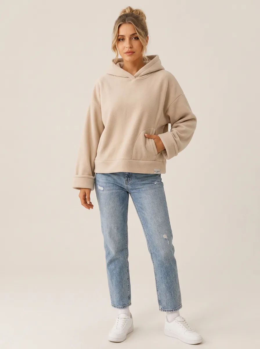 Women's Casual Minimalist Fleece Pullover Hoodie