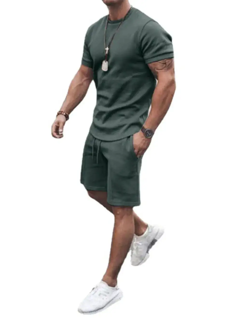 Layered Cotton Blend Casual Shorts