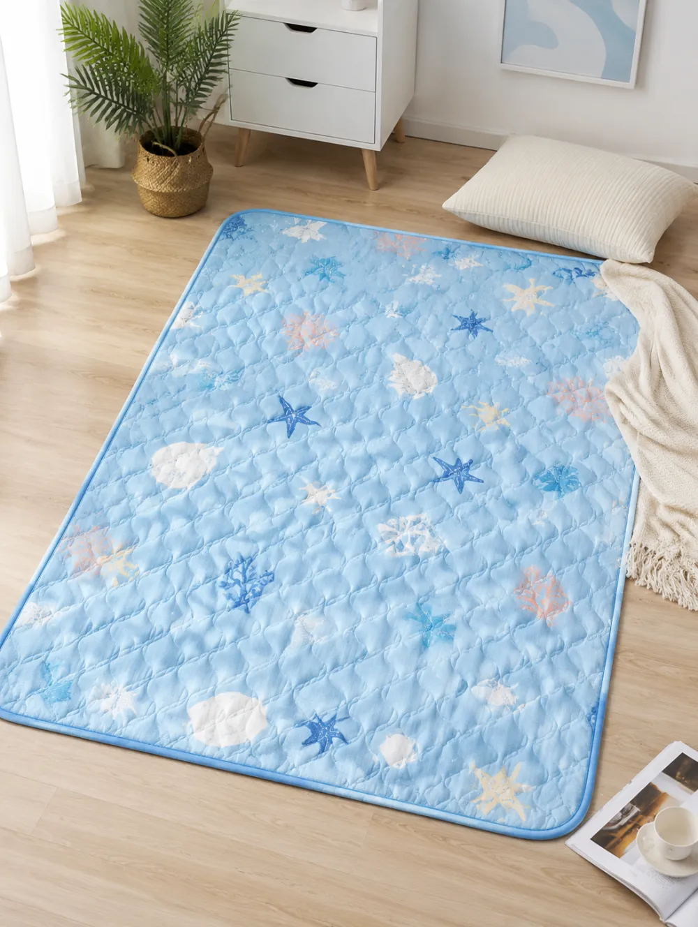 Ocean Starfish Coral Print Cooling Mat