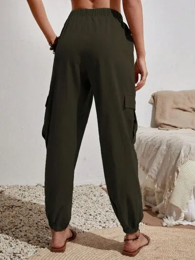 Drawstring Pocketed Cargo-Detail Jogger Pants