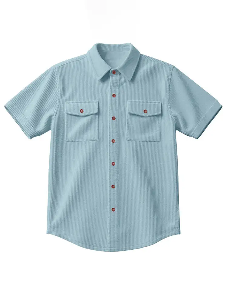 S Relaxed Ribbed Knit Short Sleeve Shirt