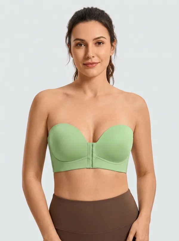 Women's Wide-Band Bandeau-Style Front-Closure Strapless Bra