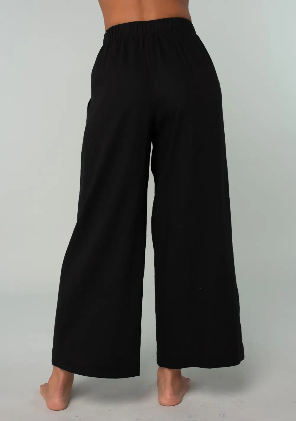 Pocketed Elasticated Waist Wide Leg Pants