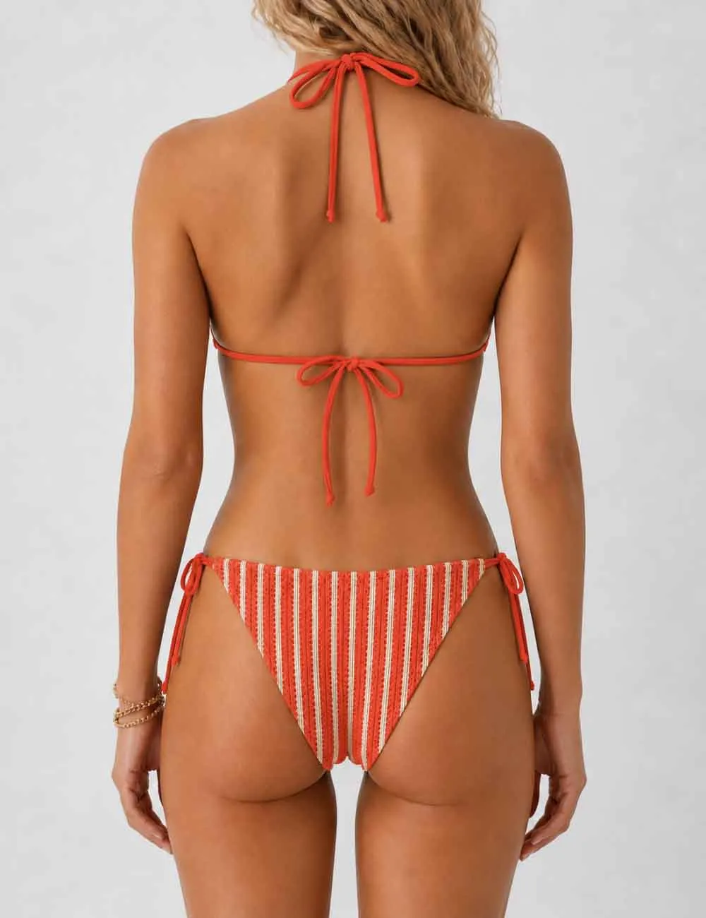 Crochet Triangle Three Piece Bikini Set with Cover Up Shorts