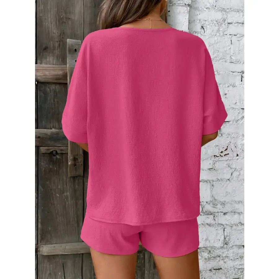 V Neck Half Sleeve Top and Shorts Set