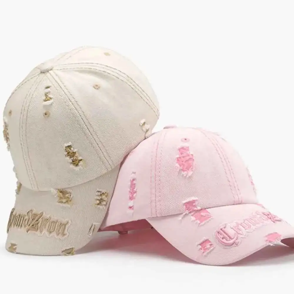 Distressed Letter Embroidered Hat