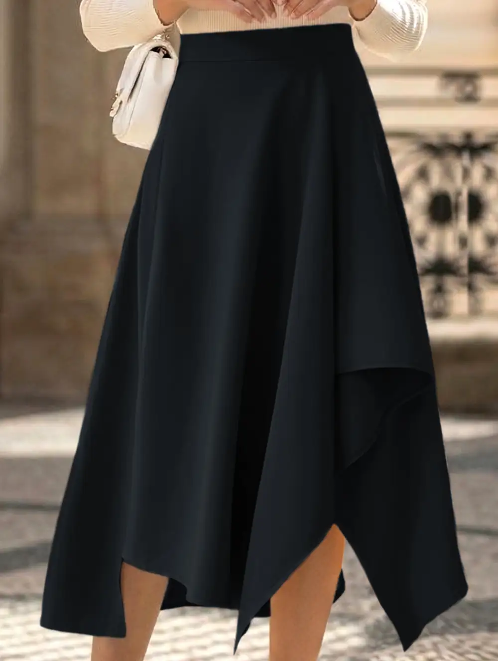 Irregular A-Line Midi Skirt