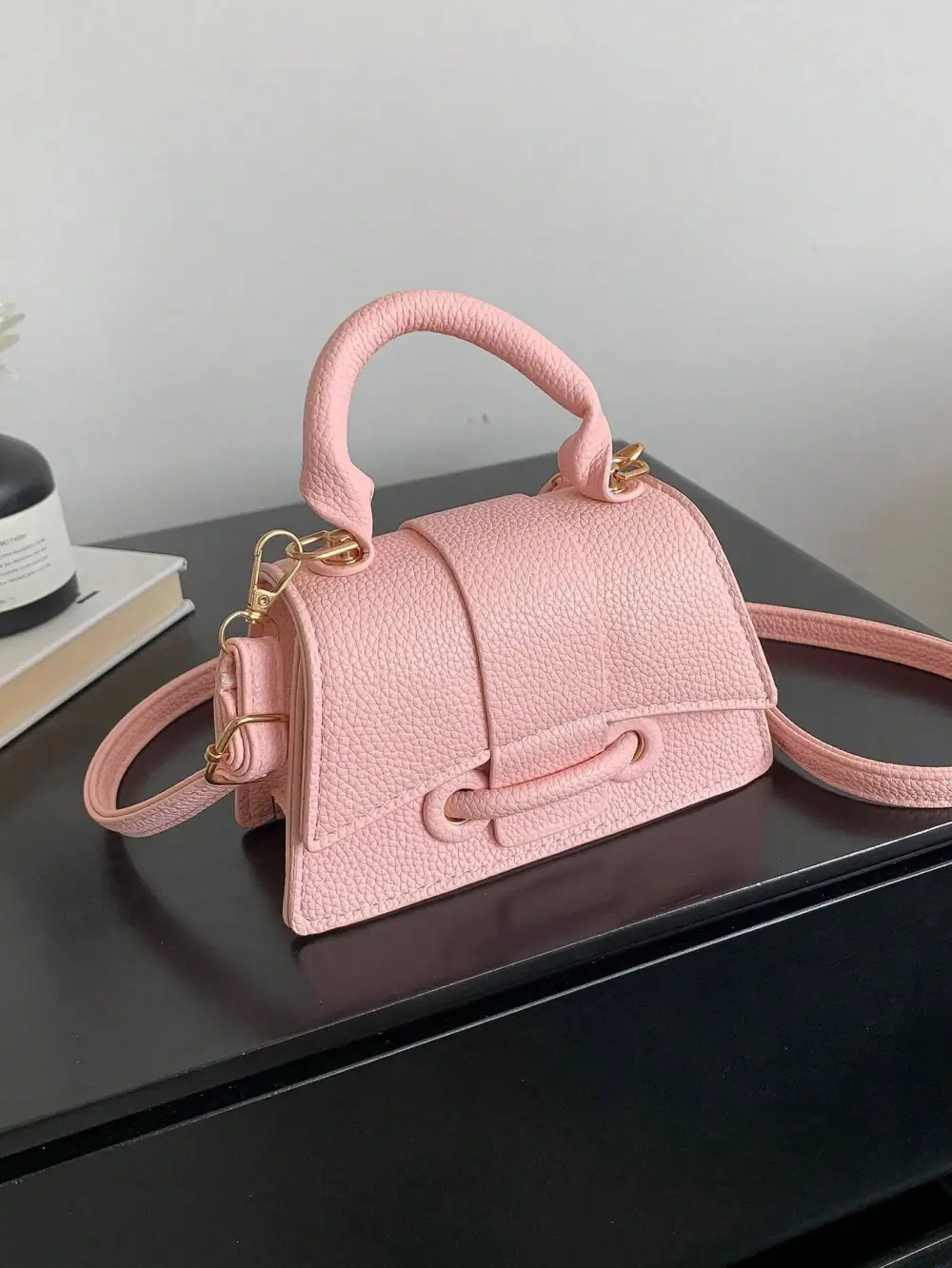 PU Flip Cover Magnetic Closure Top Single Handle Shoulder Strap