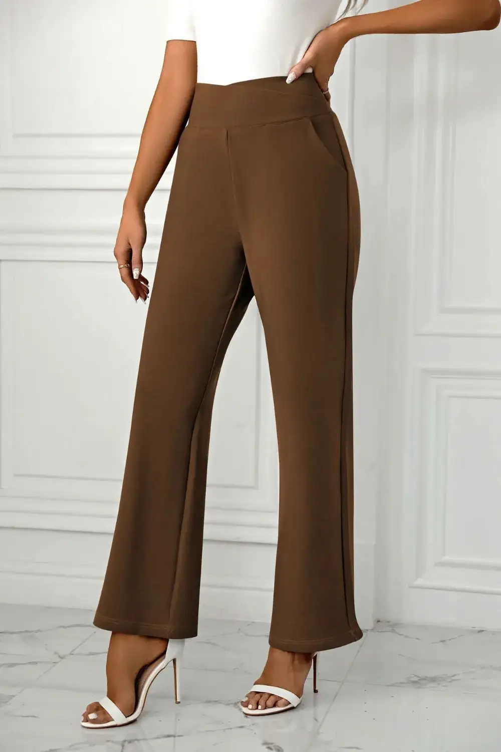 Flowy High Waist Straight Leg Pants