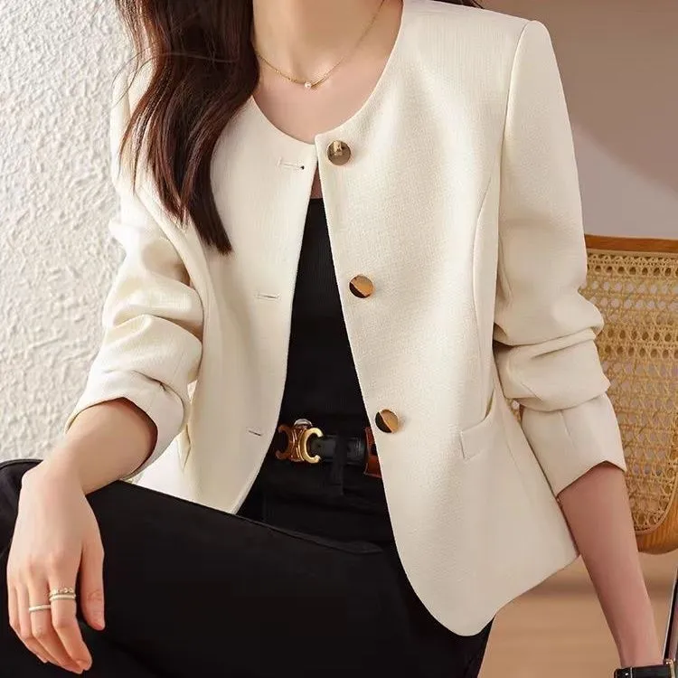 Cropped Crew Neck Jacket
