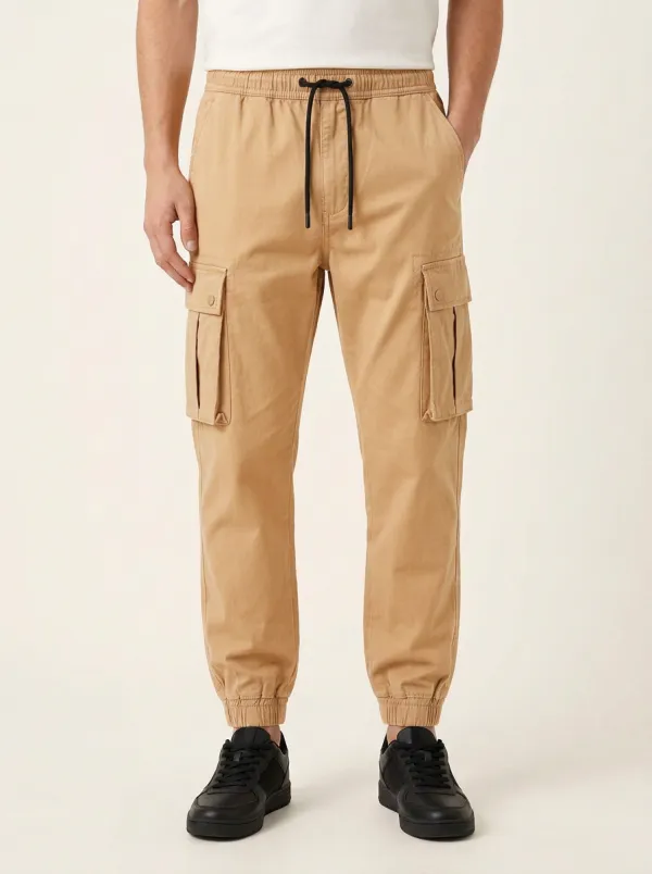 Multi-Pocket Elastic-Cuff Men's Cargo Pants