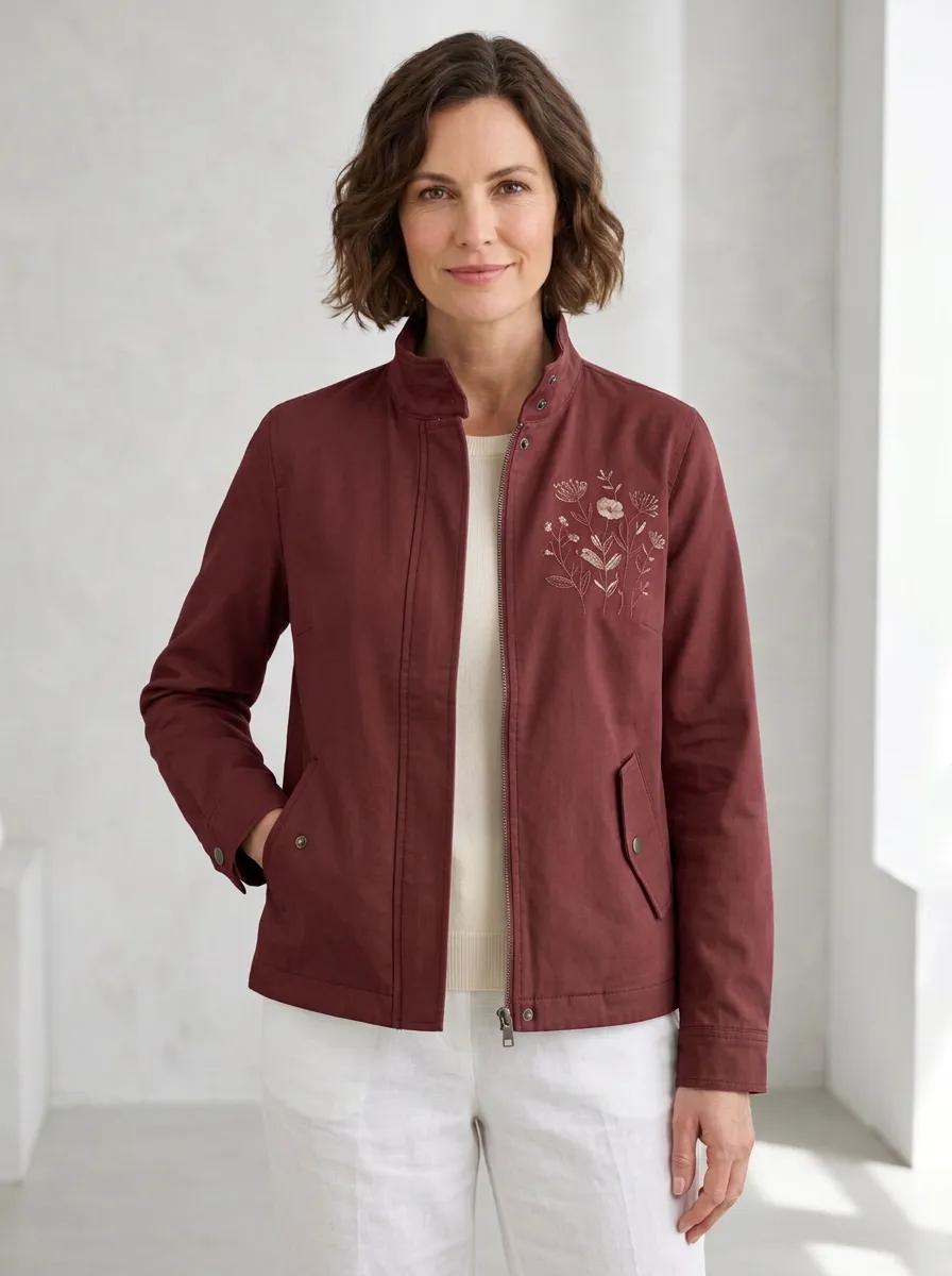 Women's Floral Embroidered Printed Jacket
