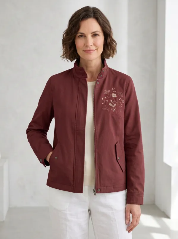 Women's Floral Embroidered Printed Jacket