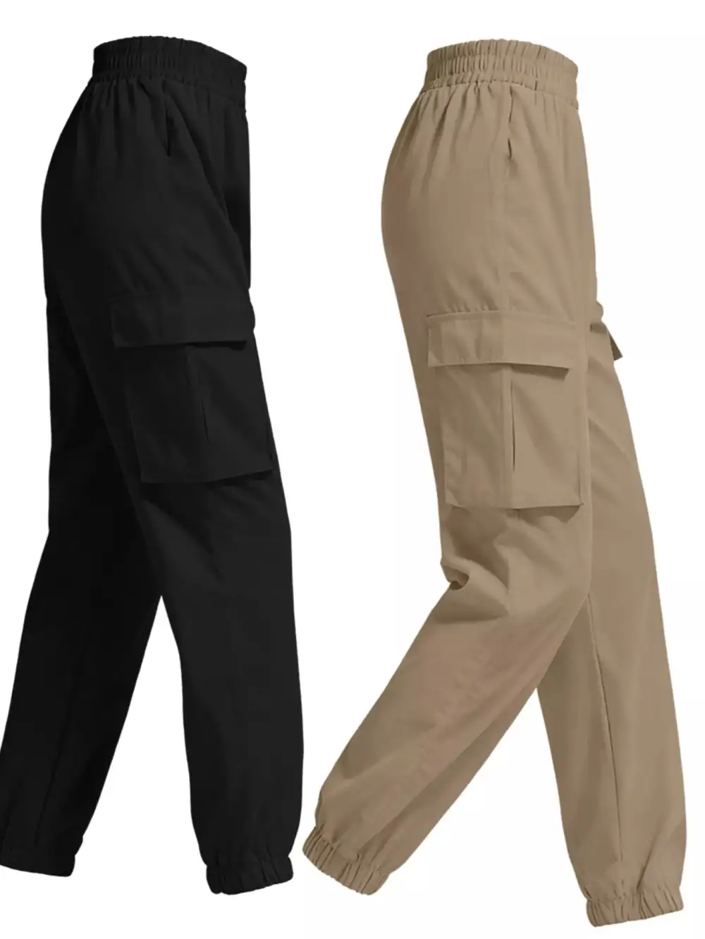 Piece Elastic Waist Cargo Pants