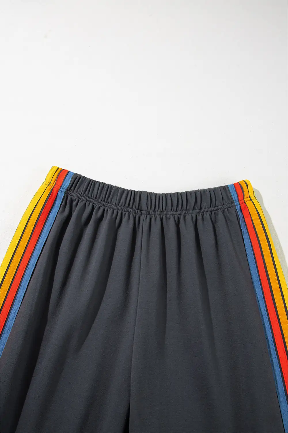 High-Waist Elastic-Waist Cropped Striped Sweatpants