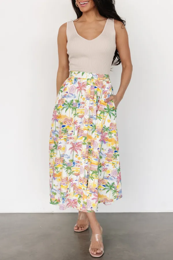 Gentle Temperament High-Waisted Floral Skirt