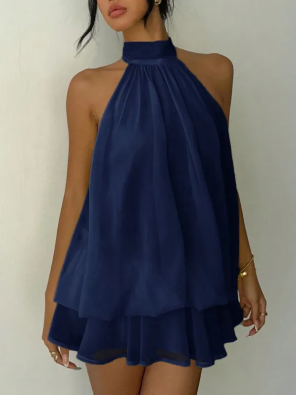 Tiered Halter Mini Dress