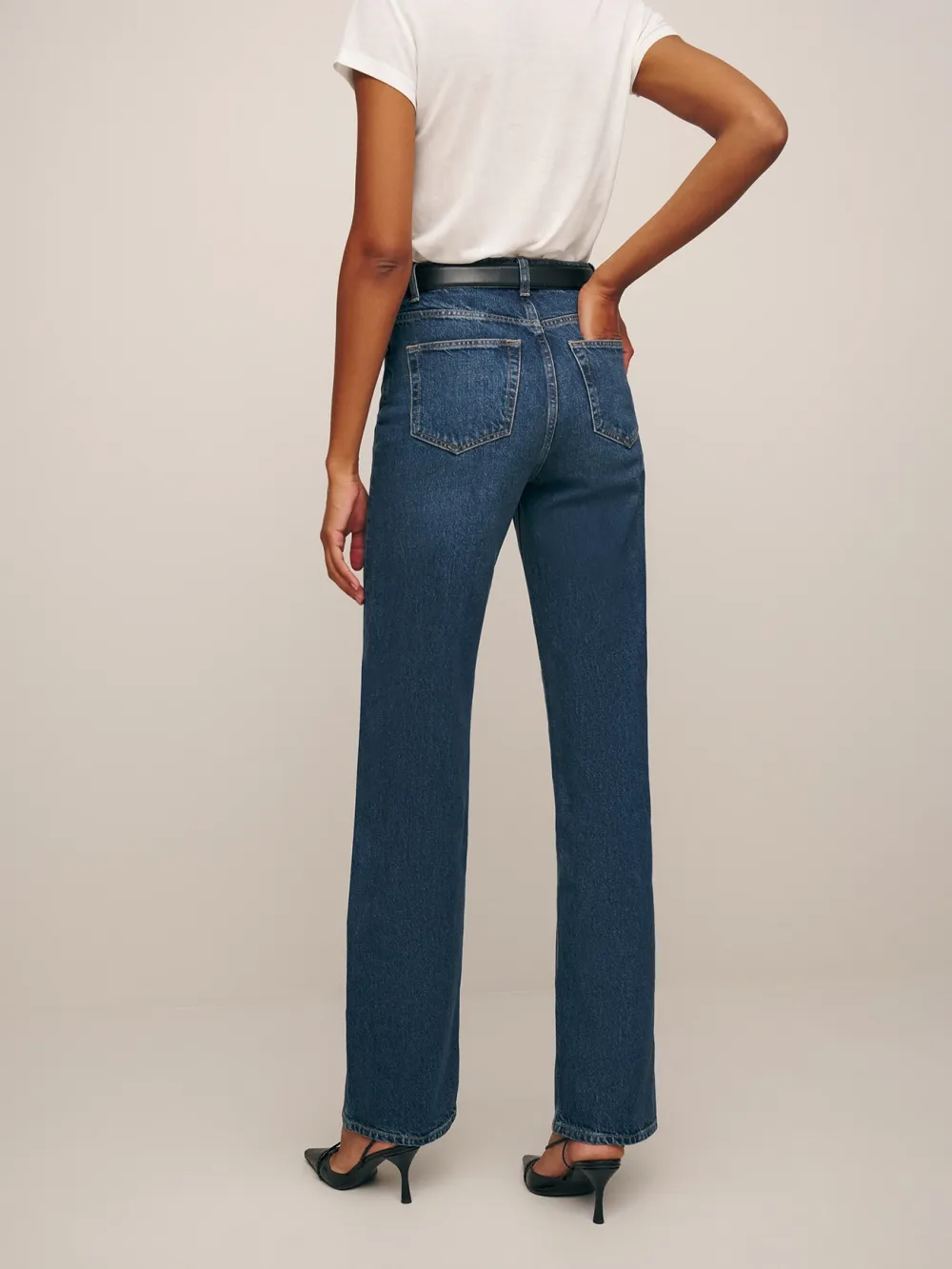 High Rise Button Fly Straight Jeans