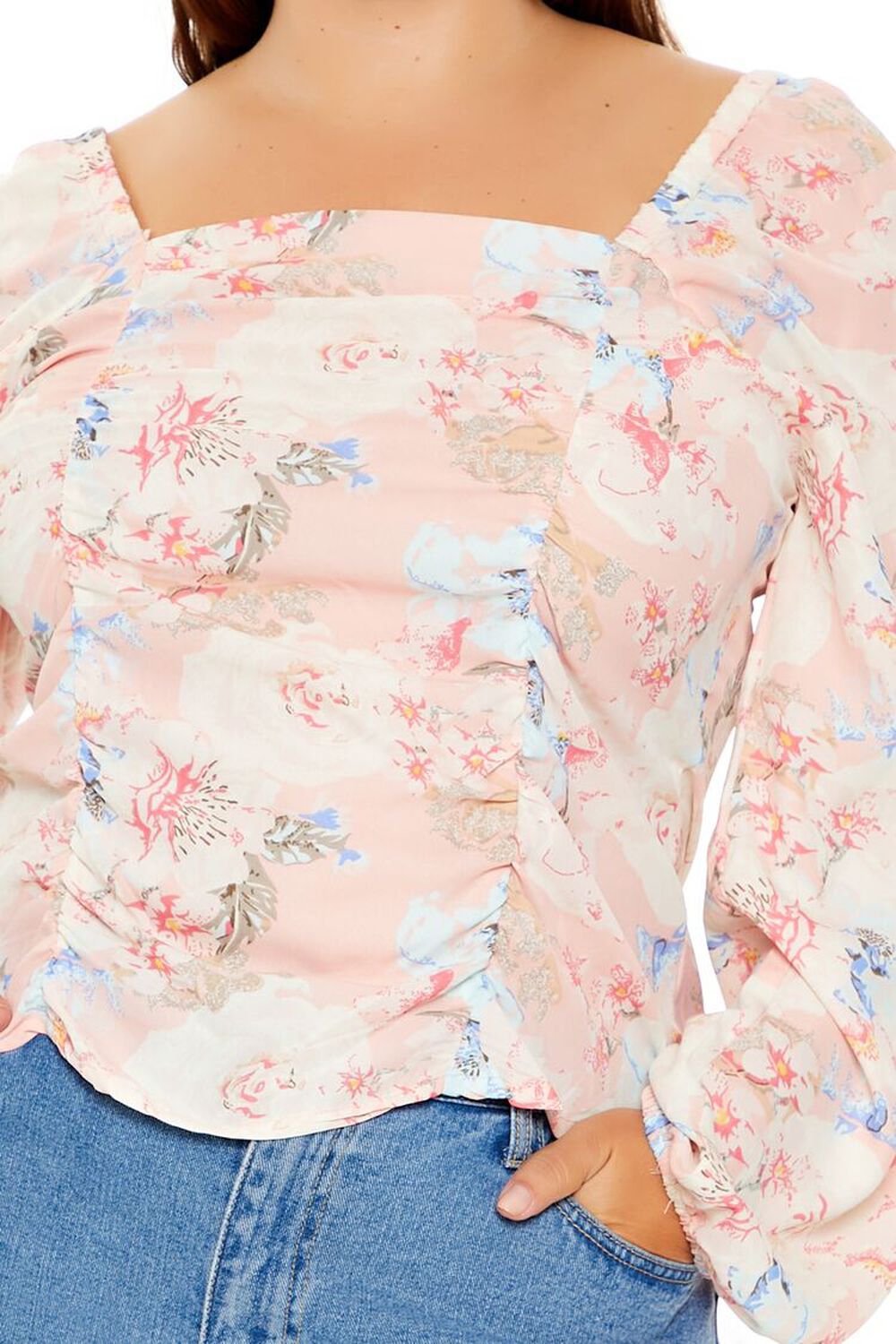 Plus Size Floral Square-Neck Top