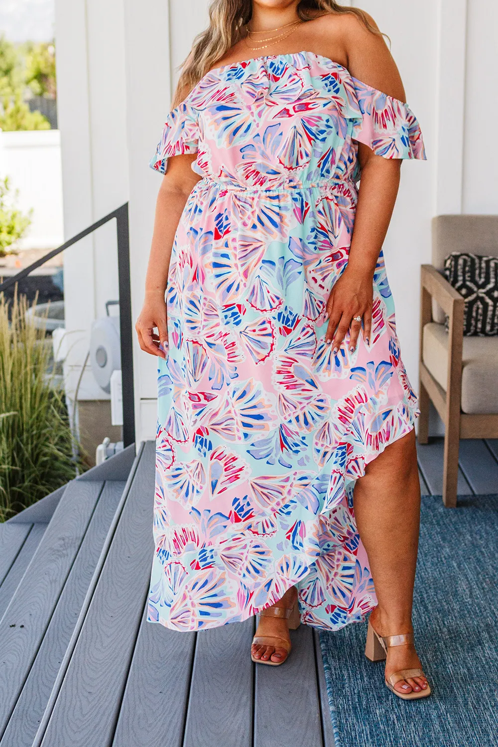 Simple Loose Temperament Pink Floral Dress