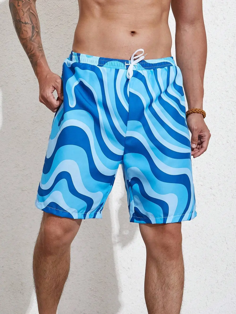 Men's Wave Striped Swim Trunks