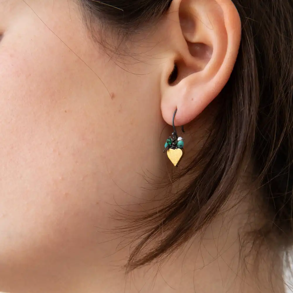 Heart Fringe Drop Earrings