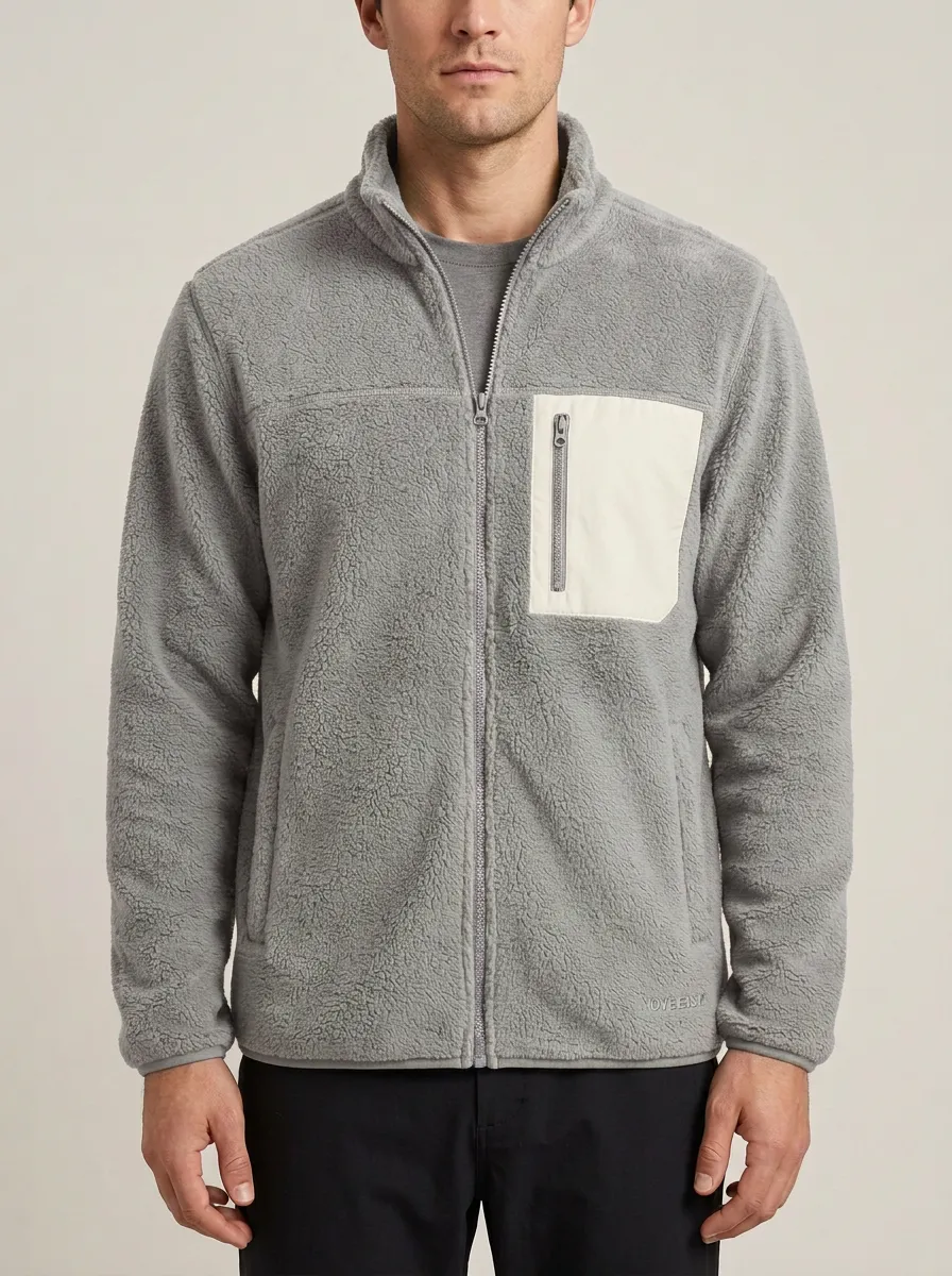 Contrast Pocket Sherpa Fleece Jacket