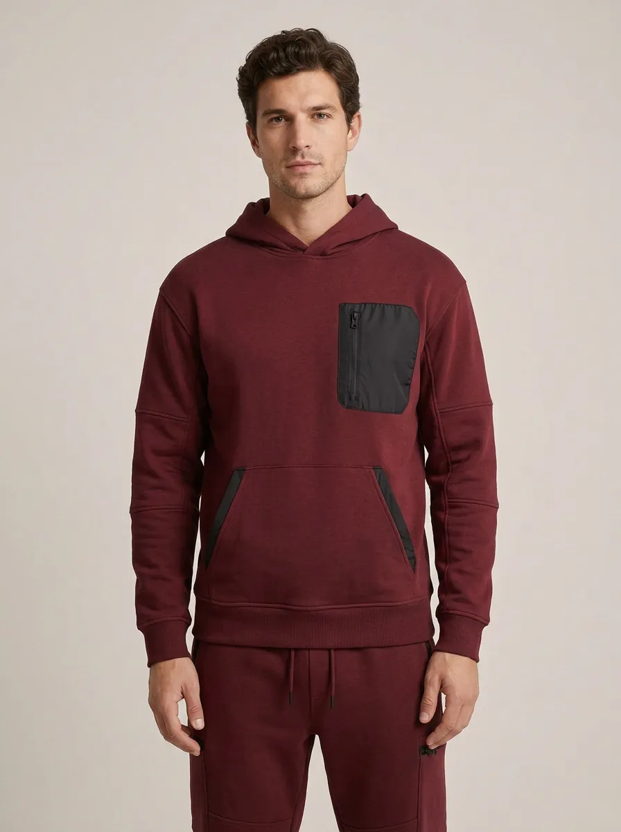 Men's Sporty Casual Grey Cargo Pocketed Hoodie Jogger Set