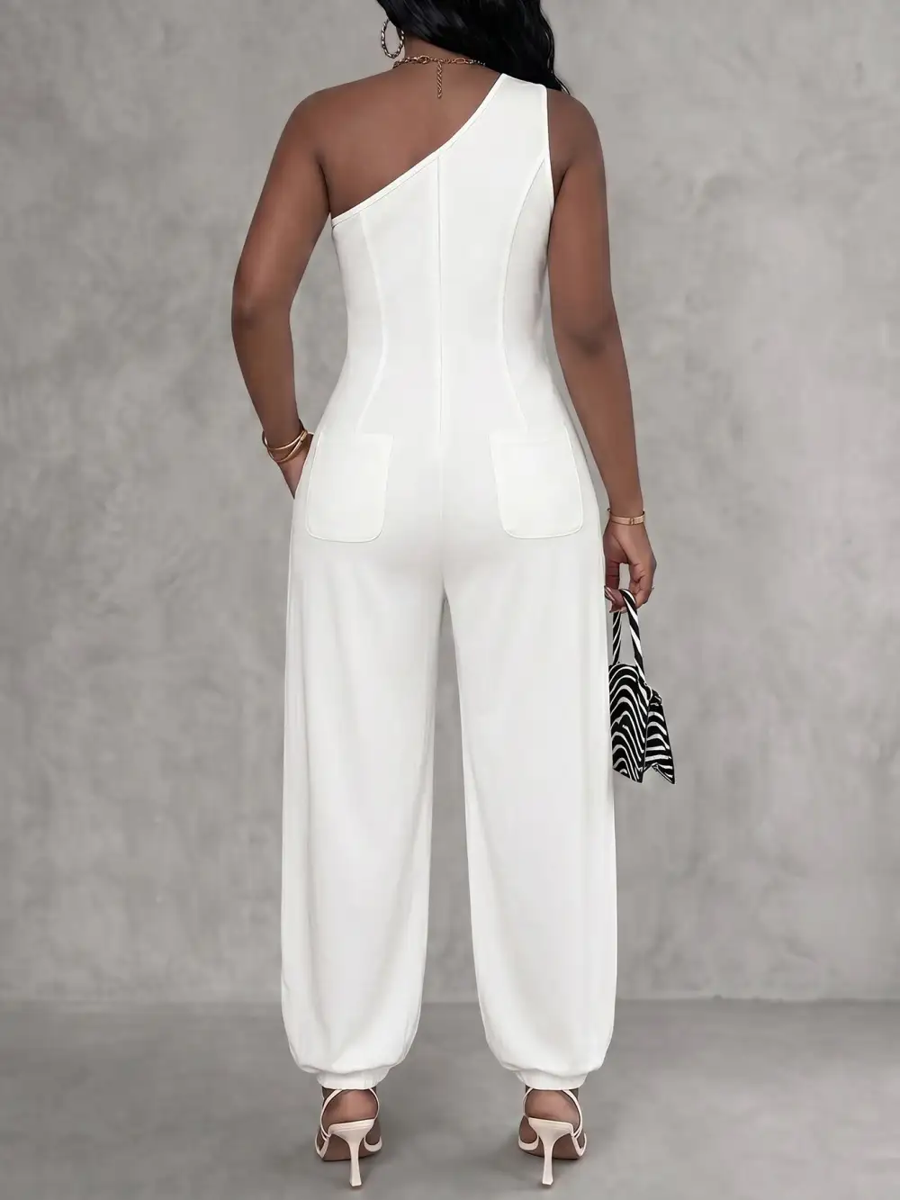 Mouwloze Zakken Effen Kleur Jumpsuits Met N Schouder