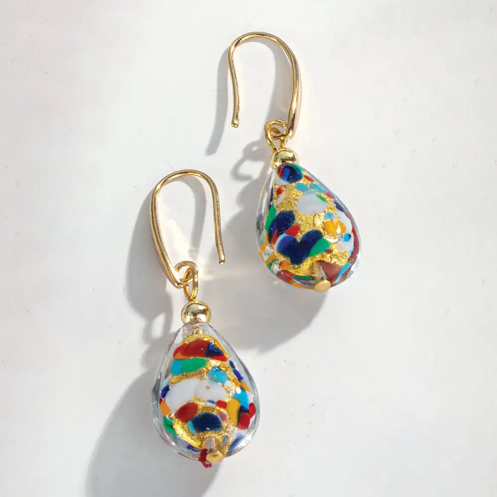 Glass Rainbow Teardrop Earrings