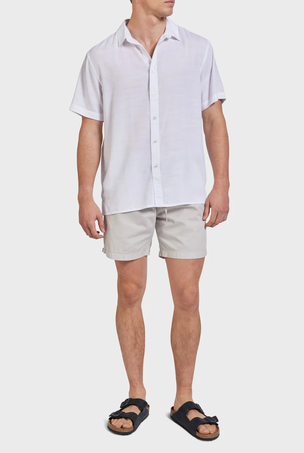 Off White Linen Drawstring Short
