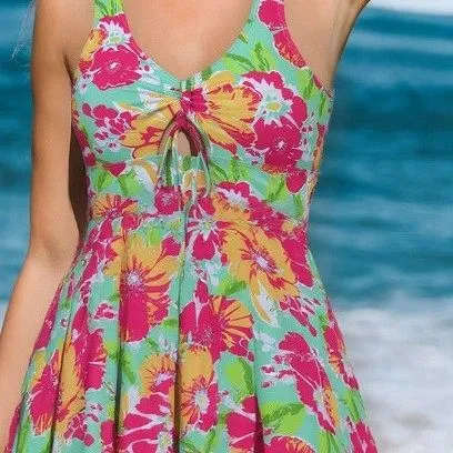 Floral Print U Neck Bikini Swimsuit