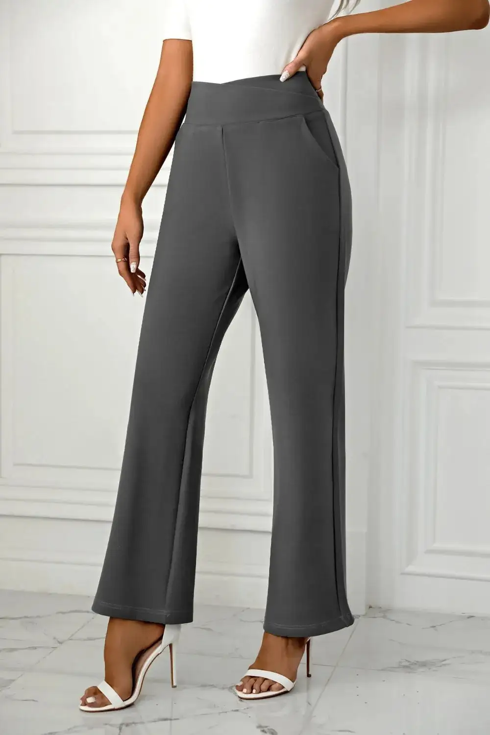Flowy High Waist Straight Leg Pants