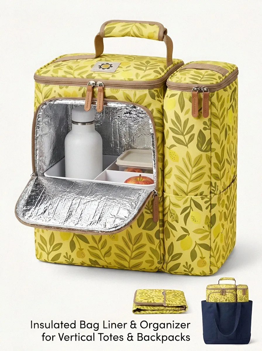 Botanical Lemon Pattern Insulated Printed Lunch Bag