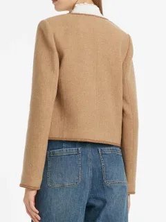 Washable Wool Round Neck Single-Breasted Women Jacket