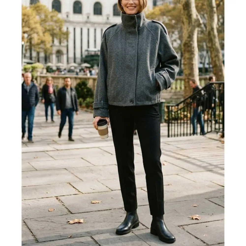 Funnel Neck Oversized Wool Coat