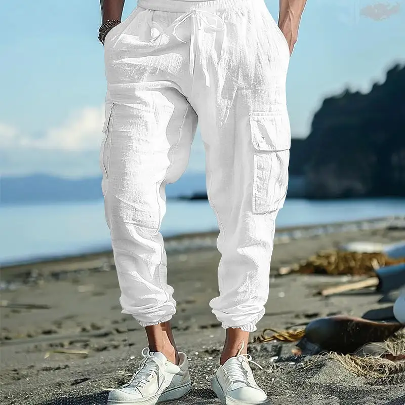 Men's Casual Cargo Waistband Pockets Cargo Pants
