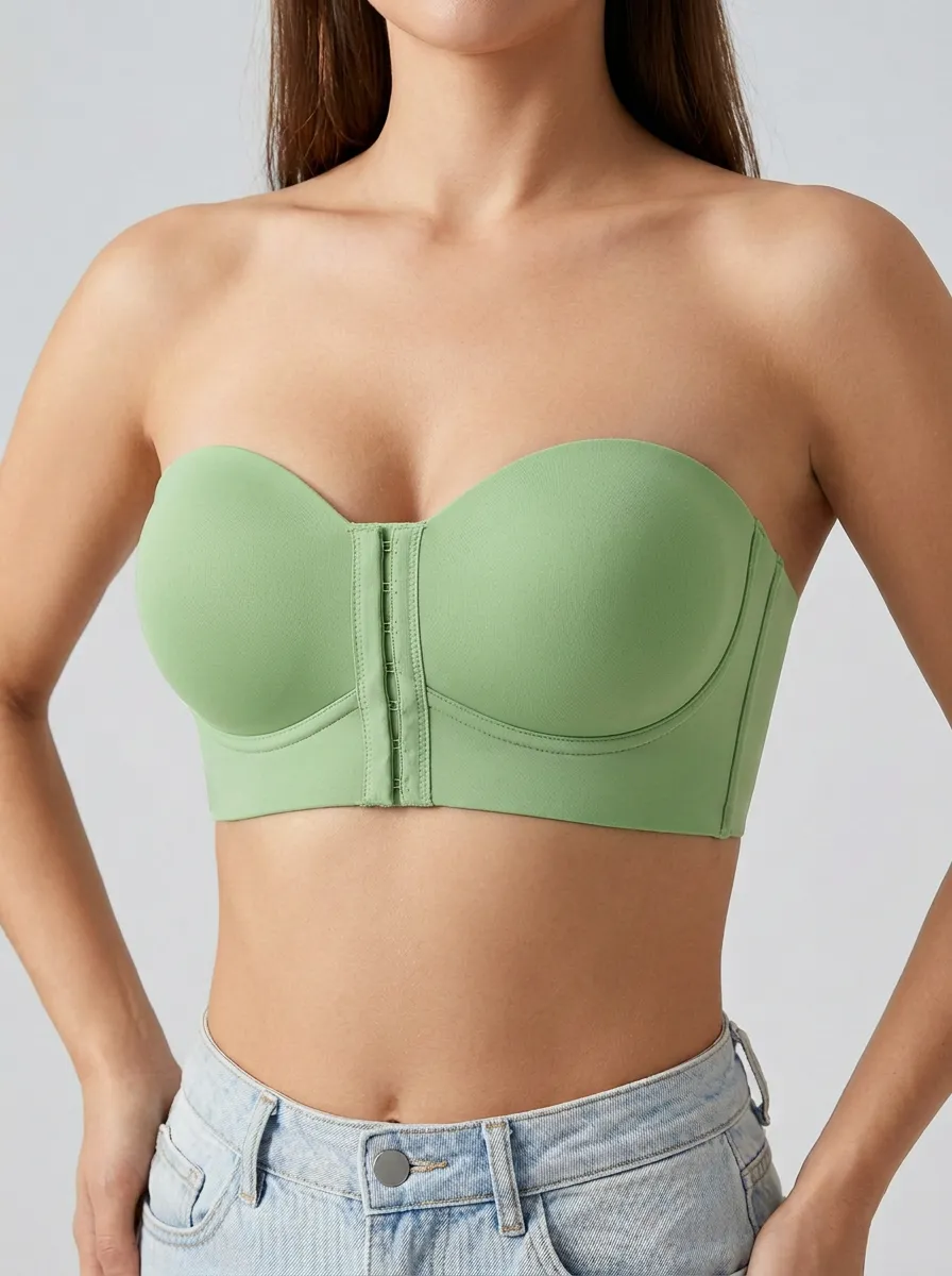 Women's Bandeau-Style Structured-Cup Front-Closure Strapless Bra