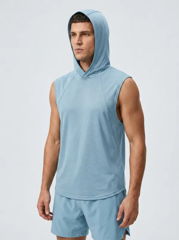 Men's Fitness Quick-Dry Sleeveless Hooded Tank Top
