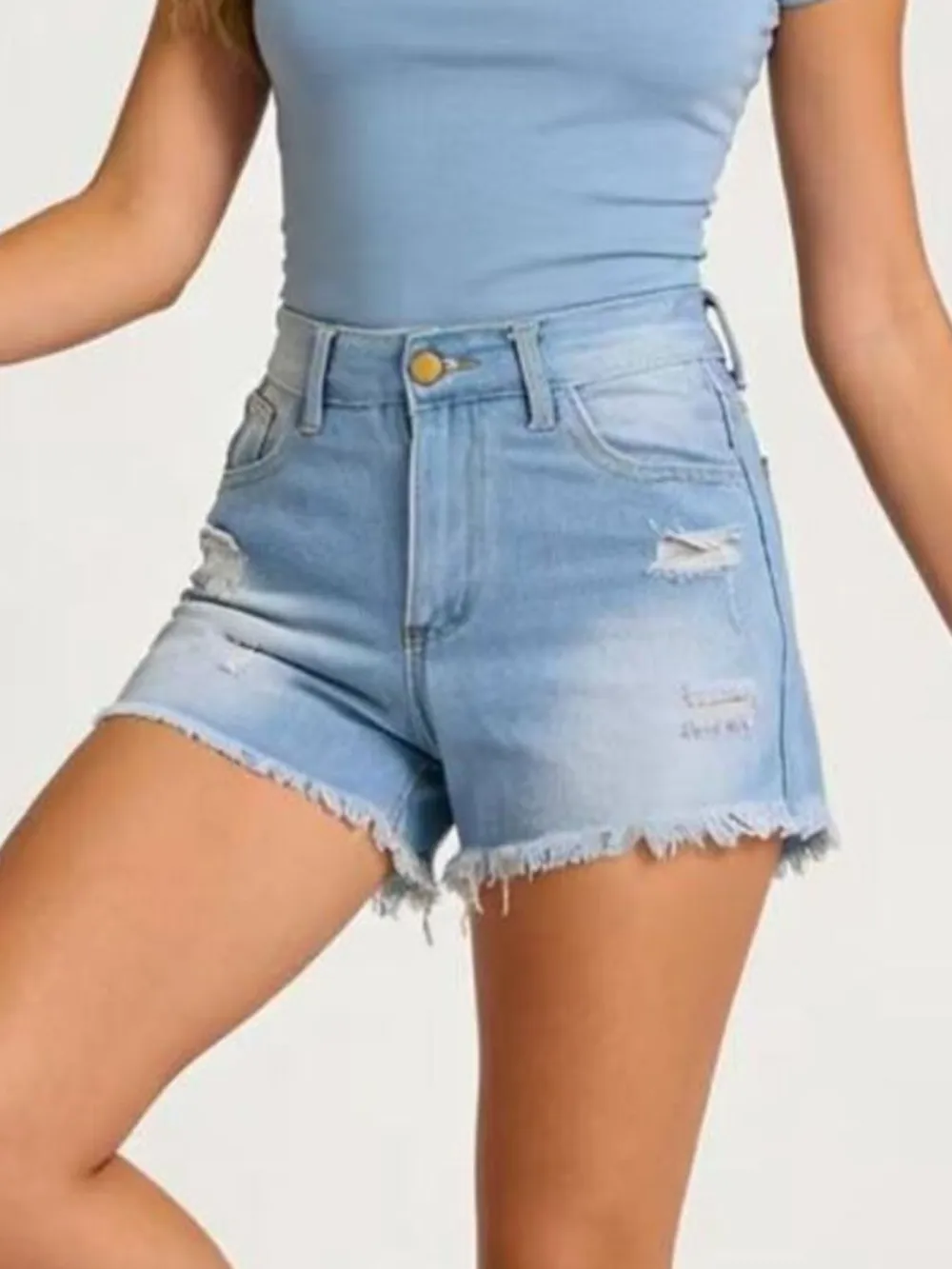 Relaxed Frayed Hem Shorts