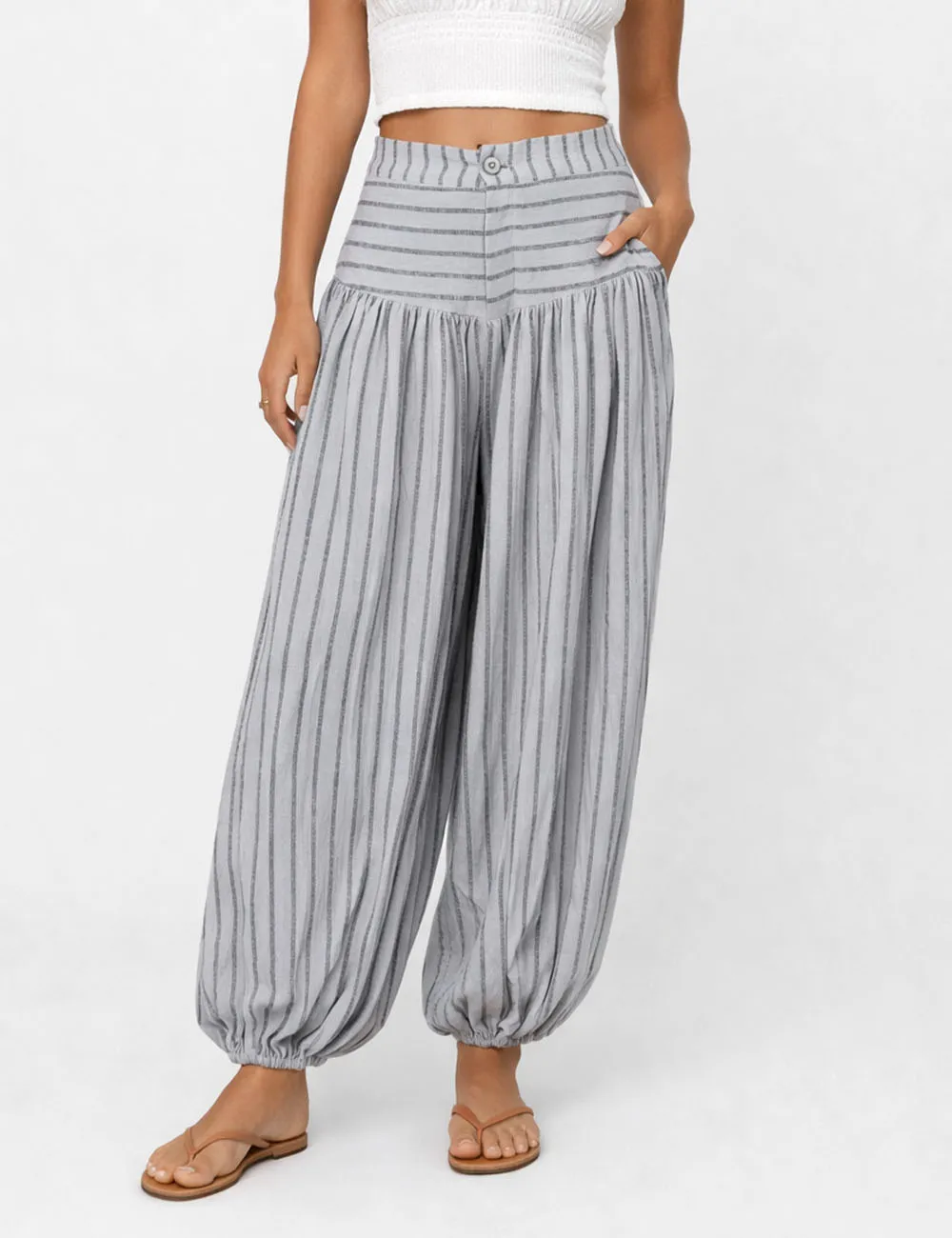 Chic Button Front Balloon Pants