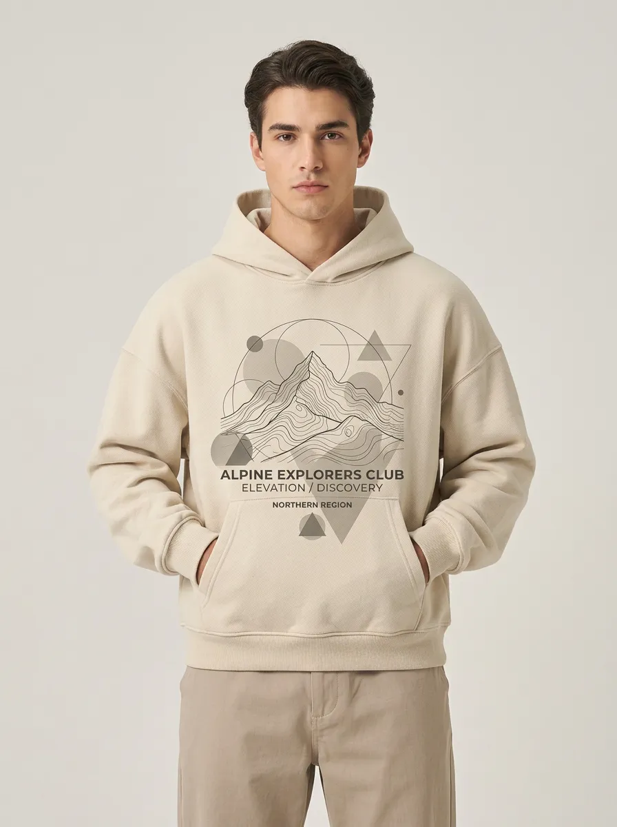 Men's Alpine Explorer Mountain Geometric Graphic Hoodie