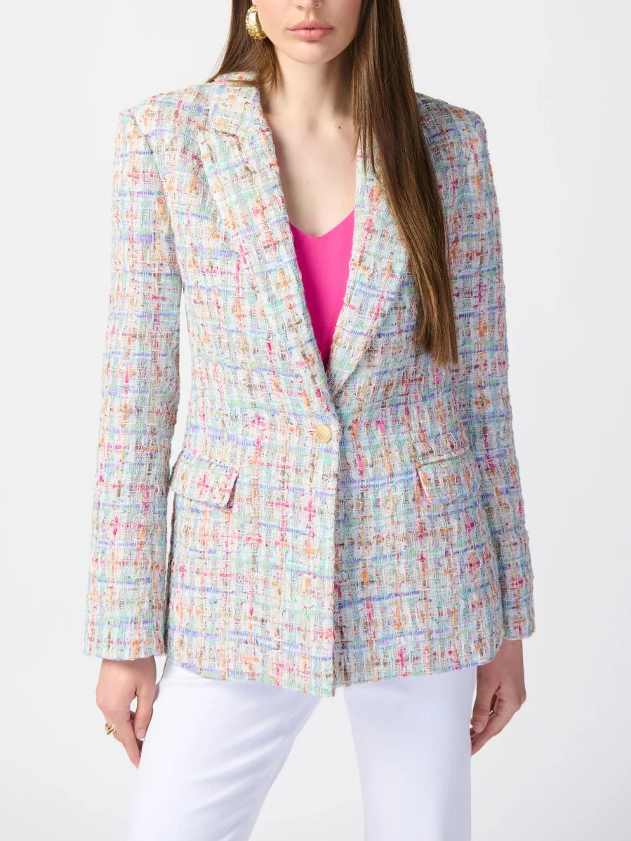 Multicolored Tweed Notch - Lapel Blazer