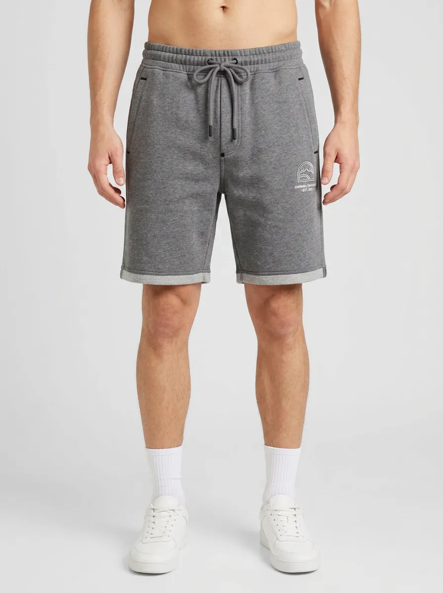 Men's Outdoor Adventure Mountain Logo Printed Sweat Shorts