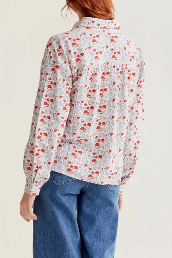 Floral Button Front Collared Relaxed Shirt