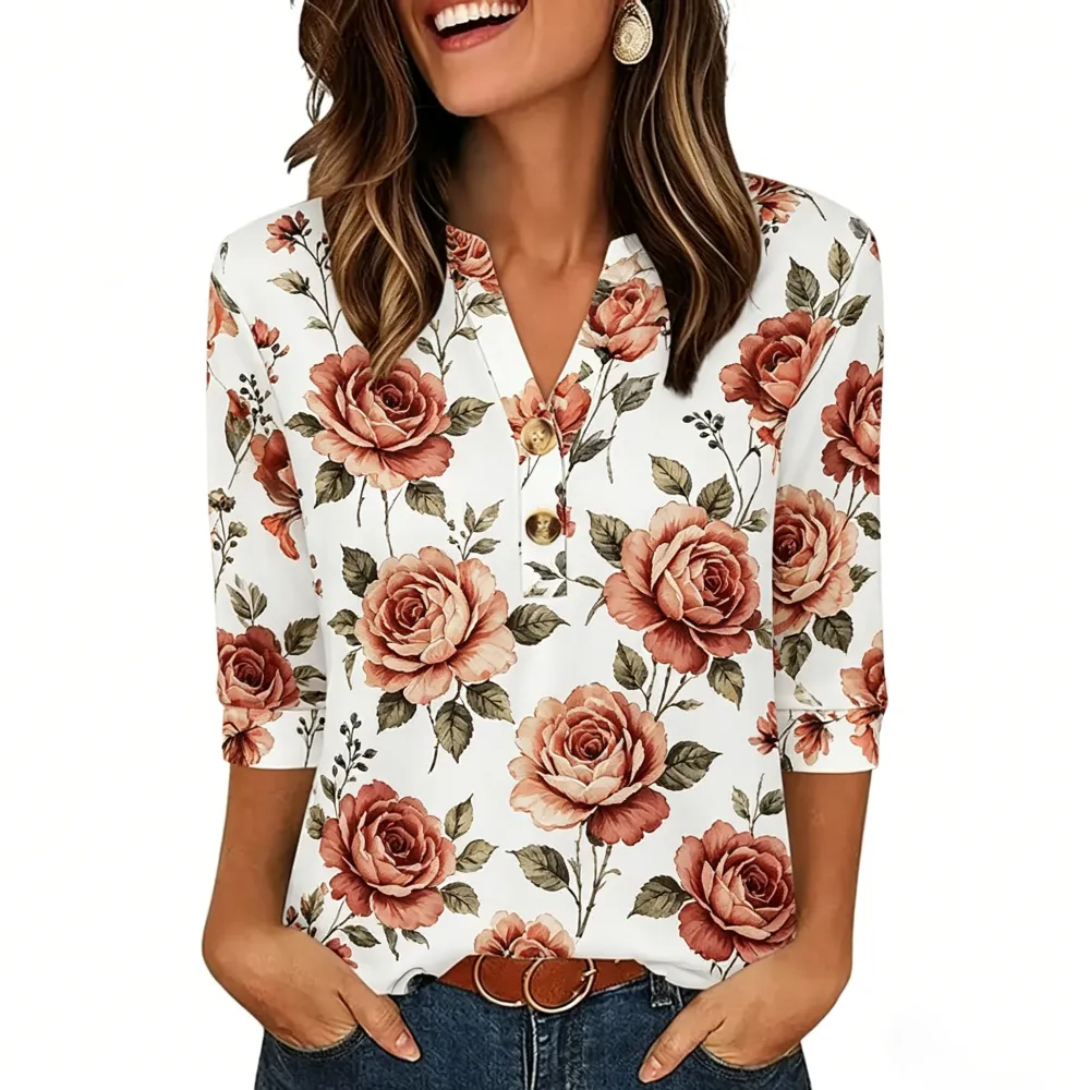 WIHOLL Womens Tops 3/4 Sleeve Heley Shirts