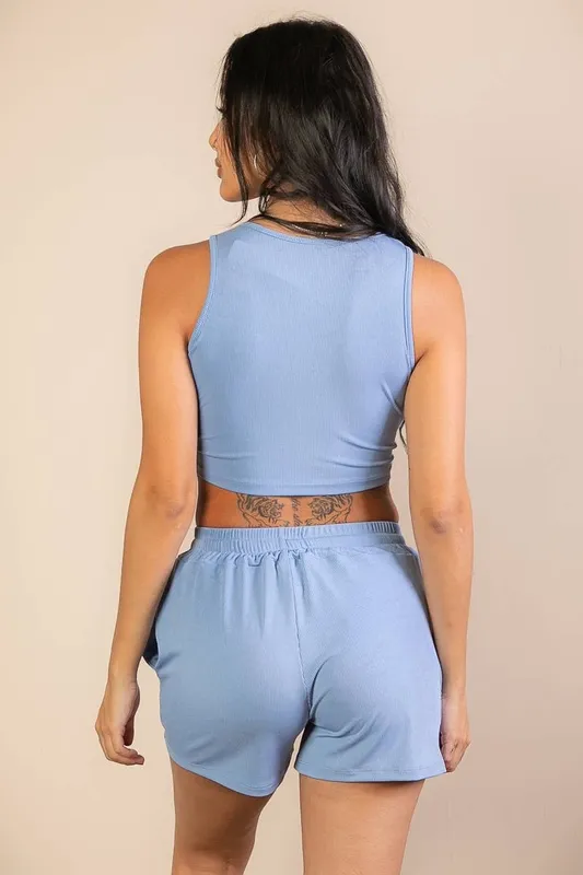 Cloud Ribbed Tank and Shorts Set