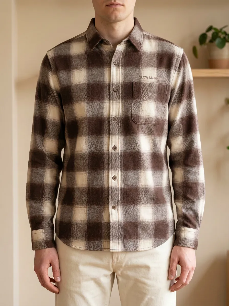 Modern Motif Plaid Long-Sleeve Men's Long-Sleeve Shirt